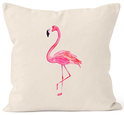 Autiga Kissenbezug Flamingo Kissen-Hülle Deko-Kissen 40x40 Baumwolle Natur Pullover