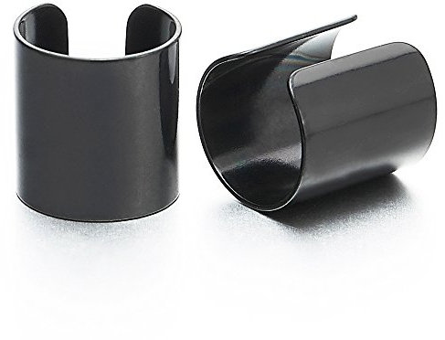 2 Stück Schwarz Ohr Clip-on Creolen Cuff für Herren Damen, Edelstahl Ohr Manschette Ohrringe, Fake Piercing