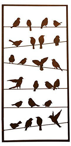 Großer Paravent/Raumteiler für Garten - Höhe 190cm / Breite 90cm - Zeitloses Motiv: Vögel - Rost/Edelrost/Metall - Sichtblende/Trennwand/Sichtschutz/Designelement mit festem Stand
