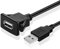 TNP USB Flush Mount Cable w/Buckle (Square)- Dashboard Panel Dash Mount 1 Port USB Socket Plug Jack Connector Extension Wire Cord Water Resistant Male to Female (1.8M / 6FT)