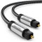 deleyCON 15m Óptico Toslink Cable de Audio Digital Enchufe de Metal Recubrimiento de Nylon SPDIF Cable de Fibra Óptica Dolby DTS Sound - Negro