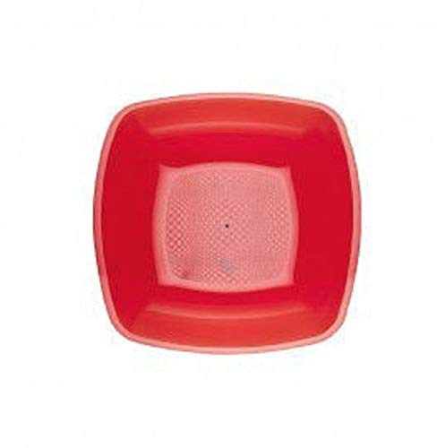 Gold Plast Piatti 23 cm Piano Quadrato Rosso Trasparente 12 Pezzi