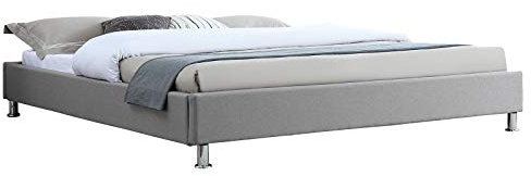 IDIMEX Lit futon Double pour Adulte Nizza Couchage King Size 180 x 200 cm 2 Places / 2 Personnes, avec sommier et Pieds en métal chromé, revêtement en Tissu Gris