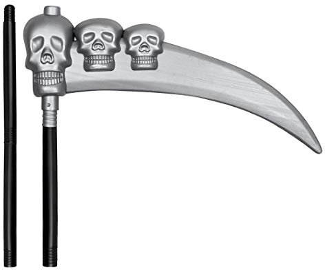 NET TOYS Aterrorizante guadaña Esqueleto - Plateado-Negro 103cm - Escalofriante Accesorio de Fiesta la Hoz de la Muerte armable Fiestas de Horror y Halloween