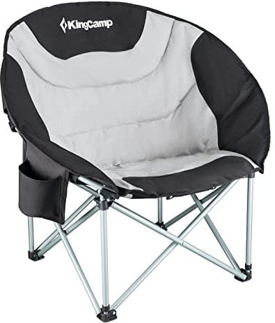 KingCamp MoonChair XL Camping Klapp Stuhl Garten Falt Sessel Kühltasche 150 kg Black/Light Grey