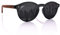 glozzi Sonnenbrille Damen Holz Polarisiert und Entspiegelt UV400 Schwarz Rund mit Holzbügeln aus Walnuss und Brillenetui aus Kork
