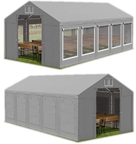 Das Company Partyzelt 6x10m Lagerzelt Universalzelt Moskitonetz wasserdicht grau Zelt 560g/m² PVC Plane Hochwertigeszelt Gartenzelt Summer ISDM - Faltpavillon, Gartenpavillon, Pavillon - Gartenhaus