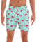 HLVEXH Badehose für Herren Lang Schlank Passen Schnelltrocknend Badeshorts Schwimmhosen mit Mesh-Futter Tunnelzug Hellgrün Rosa Rot Flamingo S
