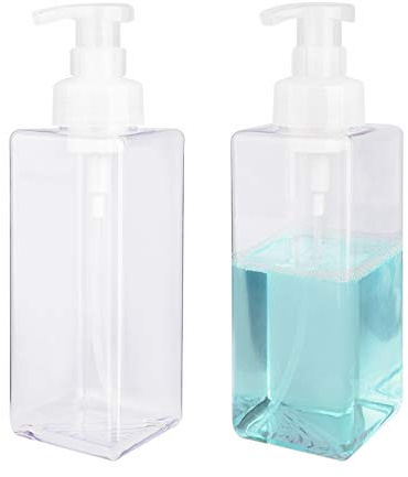 Foaming Soap Dispenser, 22oz Plastic Refillable Pump Bottle, 2 Pack, Clear
