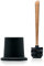 LOOWY Woodline – Eiche Set | Toilettenbürste aus Holz mit Halter Kunststoff schwarz (anthrazit)