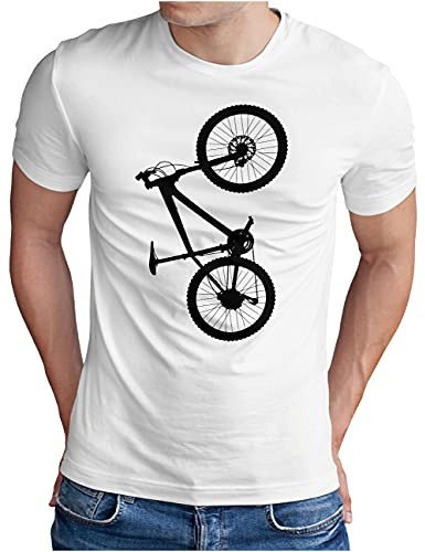 OM3® Hardtail Mountain Bike T-Shirt - Herren - Fahrrad MTB Bicycle Biking - Weiß, M