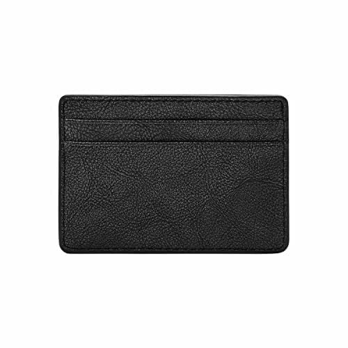 Fossil Herren Leder Minimalistische Kartenhülle Vordertasche Brieftasche, Steven Schiefer schwarz, Kreditkartenetui