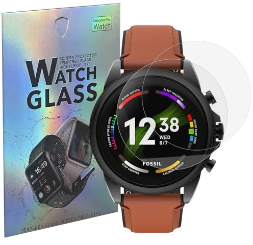 PHONILLICO Verre Trempé pour Fossil Gen 6 (2021) 42mm 44mm [Lot de 2] Film Protection Ecran Montre Anti Rayure