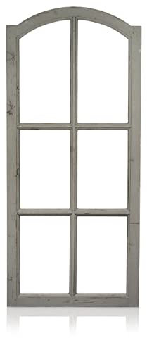 Blümelhuber Deko Vintage Stallfenster Landhausstil Deko - Vintage Deko Fenster mit Halbbogen aus Holz ohne Scheiben - Wand Deko Holz - Holzfenster Deko