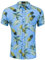 Herren T Shirt Hawaii Hemden Männer Urlaub Freizeit Kurzarm Aloha Party Shirt Palm Beach Shirts Ananas Blau XXL