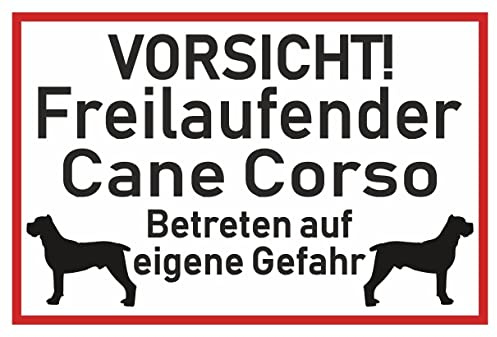 Samunshi® Aufkleber Vorsicht Cane Corso - Schild Sticker Hinweisschild Warnschild Vorsicht Hund 40 x 27cm Vorsicht Cane Corso schwarz