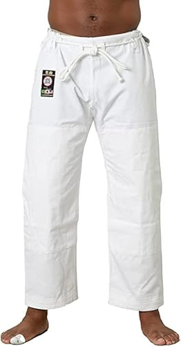 Ronin BJJ Pants for Adults – Cotton Martial Arts Pants with 6-Loop Cord Drawstring (A2, White)