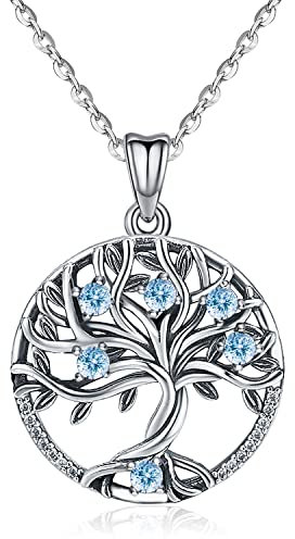 Odinstone 925 Sterling Silver Pendant, Tree of Life Necklace for Women Girls,Cubic Zirconia Necklace Fine Jewellery Gifts for Wife, Mum and Girlfriend