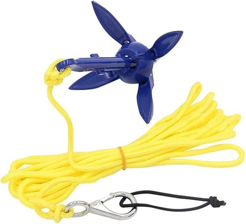 Tuzsocr Anker Faltanker Set Bootsanker Faltbarer Aluminium Anker Set Mit Seil Kanu Kajak Kleinboot, Bootsanker Für SUP Paddle Board Kanu Motorboot