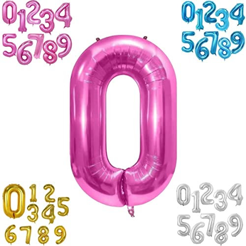 Ballon Chiffre - Numero 0 Couleur Rose - Decoration Anniversaire, Ballons anniversaire, Bapteme, Fête, Celebration - Ballon Gonflable en Air ou Helium Gaz - Taille 86 cm gonflé.