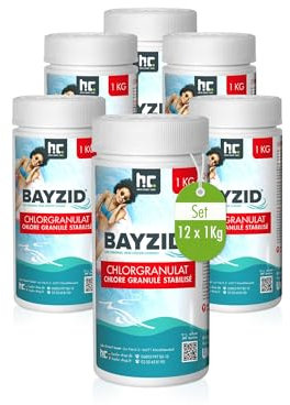 Höfer Chemie 12 x 1 kg Granulé de Chlore Choc pour Piscine – Hautement Efficace, Rapidement Soluble, Désinfection Ultra-Rapide pour Une Eau Propre et Hygiénique