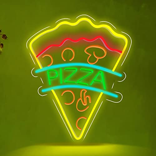 Panneau Lumineux LED Signs Pizza LED Neon Sign, Ultra-Lumineux Fun Neon LED Signage Wall Light Décoration Suspendue pour Commercial Pizza Shop, Bar, Restaurant, Fête, Noël