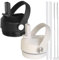 Straw lid for Yeti Rambler Water Bottle 18 26 36 64 oz, Replacement Cap Straw Cap for RTIC 18oz 26oz 36oz, Lid with Straw and Brush and Flexible Handle ﻿ (Black White)