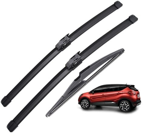 Escobillas limpiaparabrisas delanteras y traseras compatible con Renault Captur Kaptur 2016-2020, cepillos for ventana de parabrisas de 26+16+12