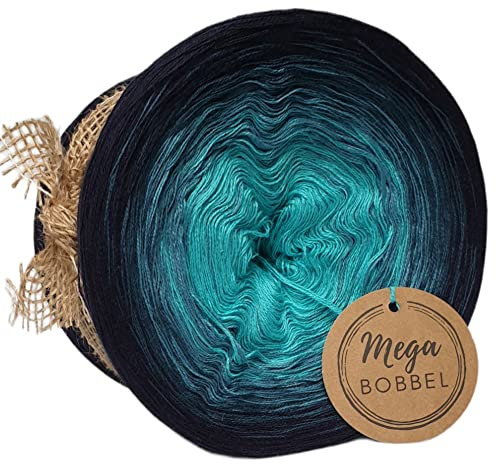 MegaBobbel*Mondschein*A240*Farbverlaufsgarn - Lace Garn Bobbel Wolle zum Häkeln & Stricken (4fädig-ca.1000m / Außenfarbe: Schatten)