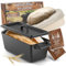Kaisertal - Molde para pan de hierro fundido con tapa y cesta de fermentación de 28 cm, robusta olla de hierro fundido para hornear, ideal como molde para pan, pan y moldes para pan, incluye