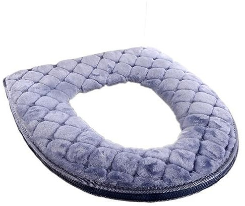 Soft Toilet Seat Cushion Washable and Comfortable Toilet Seat Cover Pads Reusable Thicker Warmer Cover Pads with Zipper (Gray)