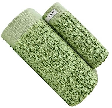 vreplrse 2 Pezzi/Set Asciugamano da Bagno in Cotone Unfading Acqua Assorbente Morbido Bagno per la casa Doccia Viso Asciugamano per Capelli Accessori, Verde