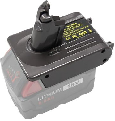 Tueddur V6 Battery Adapter Replacement for Dyson V6 Battery, Convert Milwaukee M18 18V Battery to Dyson V6 DC62 DC59 DC61 DC72 SV03 SV04 SV09 Animal Absolute Motorhead Handheld Vacuum Cleaner