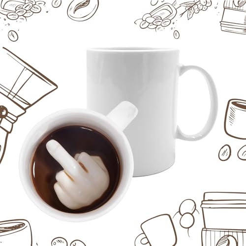 Mad Monkey Mug avec le majeur - Mug avec le majeur au fond, Blanc