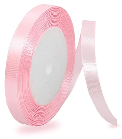 Ruban de satin rose pâle de 1,9 cm x 22,9 m, couleur unie pour emballage cadeau, loisirs créatifs, fabrication de nœuds pour cheveux, couronnes, décorations de Noël, décoration de fête de mariage et