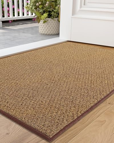 COLOR&GEOMETRY Dirt Trapper Door Mat, Heavy Duty Front Door Mat for Indoor and Outdoor, Non Slip Rubber Backing Door Matts Indoor, Machine Washable Doormat for Muddy Shoes & Paws - Brown, 60 x 90 cm