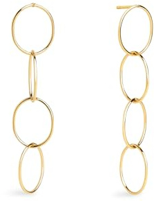 SINGULARU - Pendientes Circles & Circles. Latón con Baño en Oro 18Kt o Rodio. Largos y Cierre de Tuerca a Presión. Joyas para Mujer