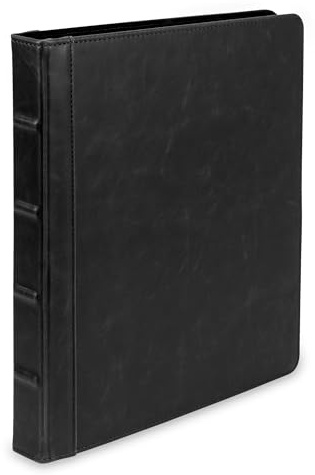 Samsill Vintage Leather 3 Ring Binder 0.5 Inch Round Ring (Holds 100 Sheets), 8.5 x 11 Inch Documents, Professional Organizer, Planner, Notebook, Black