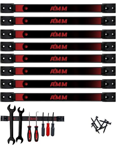 AMM 8 strisce magnetiche porta attrezzi, 30,5 cm, resistente, con viti di montaggio, barra magnetica per riporre attrezzi, organizzazione garage