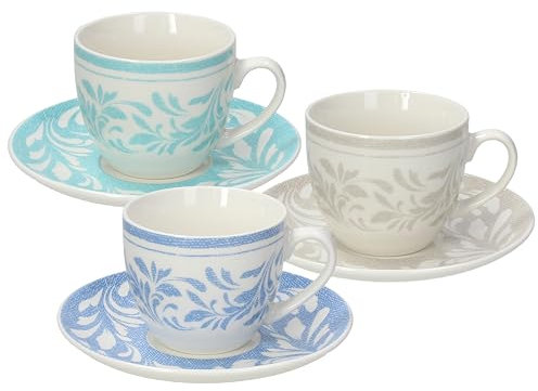 Tognana Celine, confezione 6 tazze te con piattino, new bone china, multicolor