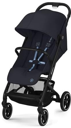 Cybex Gold Kinderwagen Beezy mit One-Pull Harness, Ab Geburt bis ca. 4 Jahre (max. 22 kg), Kompakt und ergonomisch, Dark Blue (Dunkelblau mit schwarzem Rahmen)