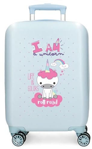 Roll Road I Am Unicorn Maleta de Cabina Azul 33x50x20 cms Rígida ABS Cierre de combinación Lateral 28,4L 2 kgs 4 Ruedas Dobles Equipaje Mano