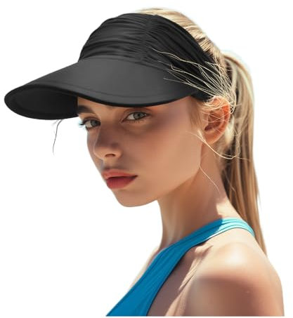 YAMEE Visor Cap Damen UV Schutz,Sonnenvisier Damen Elastisch Sonnenschild,Leicht Sonnenhüte Große Krempe,Sonnenblende Damen Sommerkappe Atmungsaktiv für Strand, Camping, Picknicks,Wandern