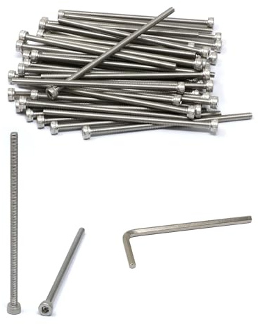 iexcell 50 Pcs M3 x 70mm Thread Pitch 0.5 mm Stainless Steel 304 Hex Socket Head Cap Screws Bolts Kit