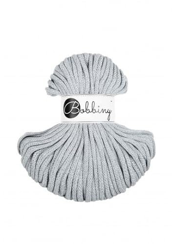 Premium Baumwoll-Flechtschnur - 5mm x 50m - Vielseitige Makramee-Kordel für Stricken, Weben, DIY-Basteln und Heimdekoration - Hochwertige Bunte Bastelschnur - Light Grey