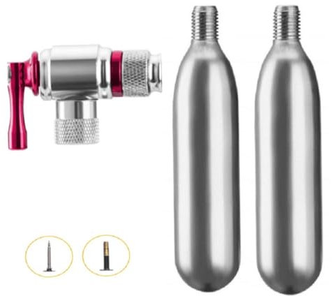 VANZACK 16g Mini Pompe à Air Alliage Aluminium avec Bouteille De De Gonfleur Urgence pour Ballons Et Pneus De Vélo avec Embout Français