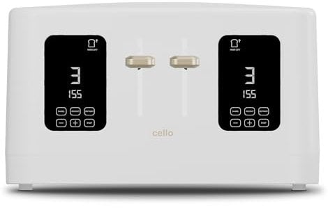 1600W 4 Slice White Toaster with Detachable Crumb Tray, Digital Control Panel with Countdown Timer, 7 Browning Levels, Auto Stop, High Lift, 4 Slice Toaster with Wide Slot for All Types of Slices