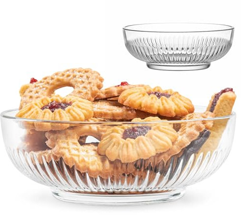 KONZEPT Servierschale Set 2 Stk. Glas 17 cm, Glasschüssel für Obst Aufbewahrung, Spülmaschinenfest, Ideal für Salat, Snacks, Kerzen