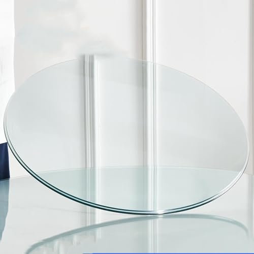 BVDHASDBT Plateau de table rond en verre trempé de 38 à 50 à 70 à 100 cm, plateau rond en verre trempé transparent, durable et robuste de qualité supérieure, avec patins antidérapants (44 cm)