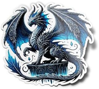 PACK AUTOCOLLANTS STICKERS Vinyle Dragon Céleste Bleu Résistant Eau & Uv Fantaisie Fantastique Animée Créature Magique Ailes Déployées Pour Ordinateur Bouteille et Voiture Déco exterieur 8cm